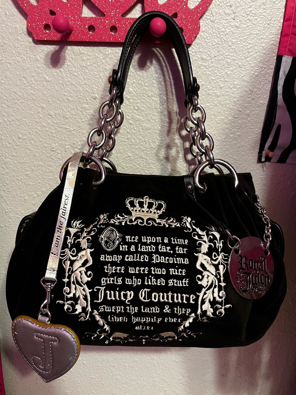 Vintage Juicy Couture black Once Upon A Time Fairytale purse